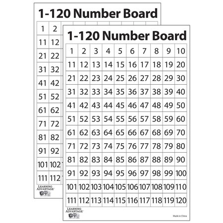 LEARNING ADVANTAGE Numbers 1-120 Dry Erase Boards, 20PK 7289
